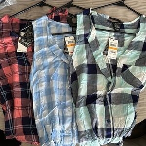 THREE! Stoosh NWT Gingham Plaid OpenBack Top - New Women | Size: S